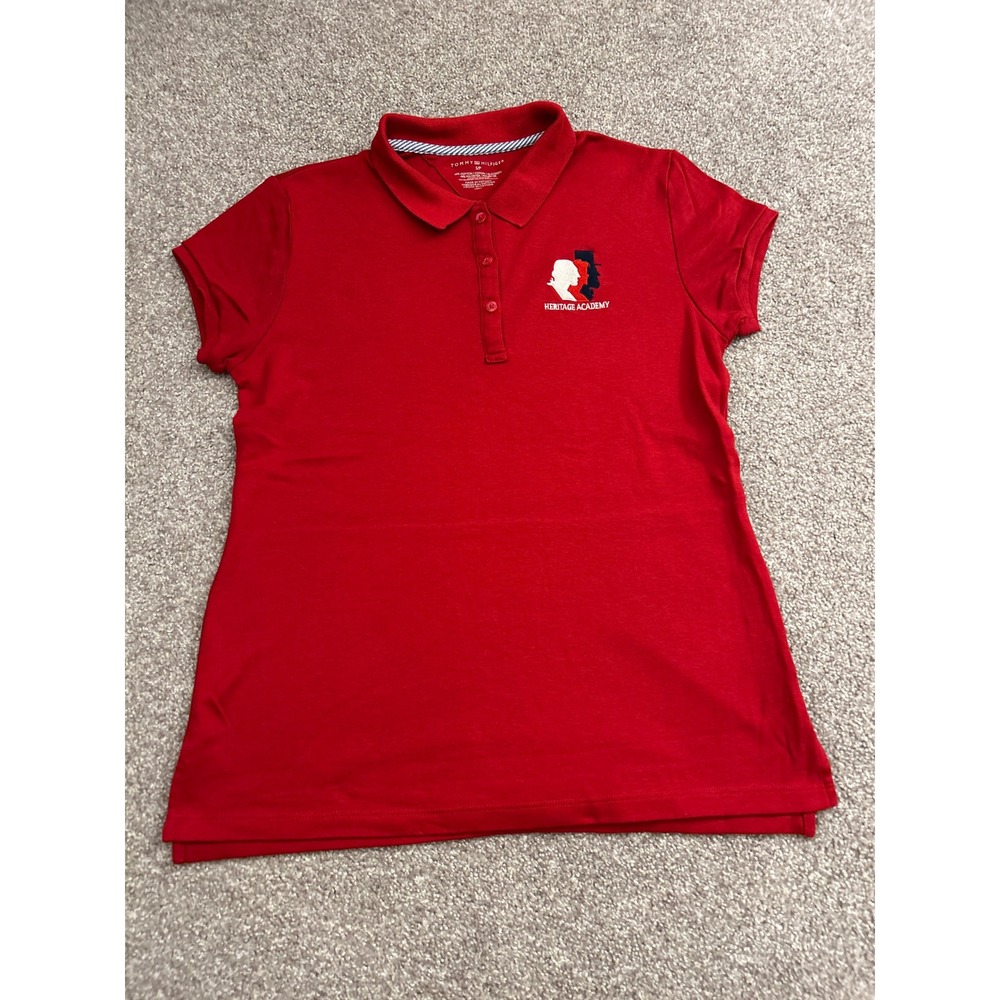 Tommy Hilfiger Polo Shirt Womens‎ S Red Excellent Heritage Academy Short Sleeve
